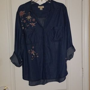 Style & co embroidered button down shirt